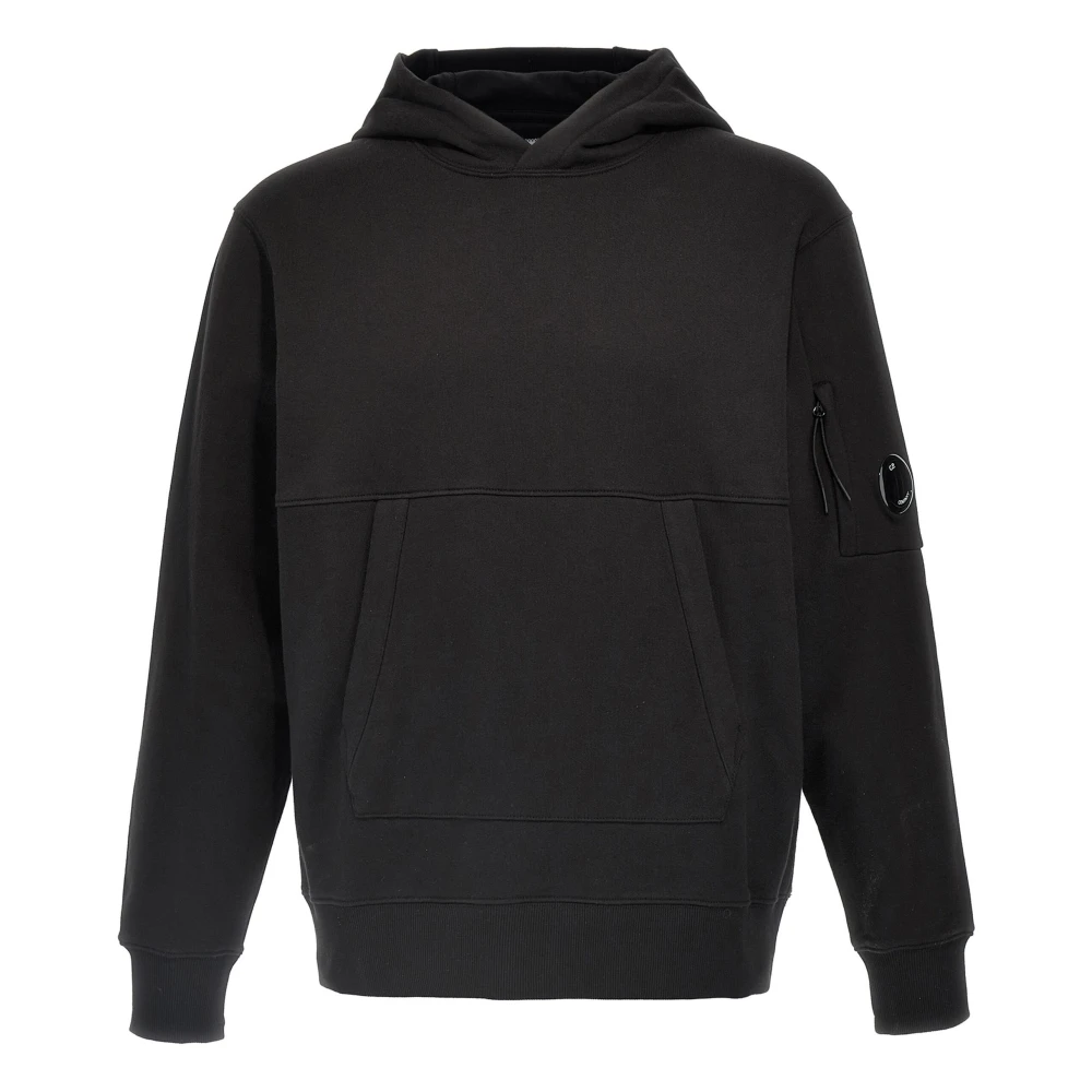 C.P. Company Zwarte Trui met Capuchon en Lens Detail Black Heren