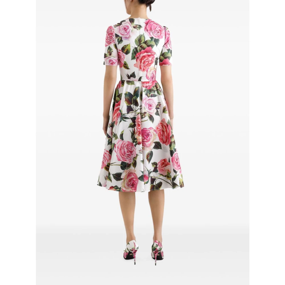 Dolce & Gabbana Wit en Roze Elegant Jurk Multicolor Dames