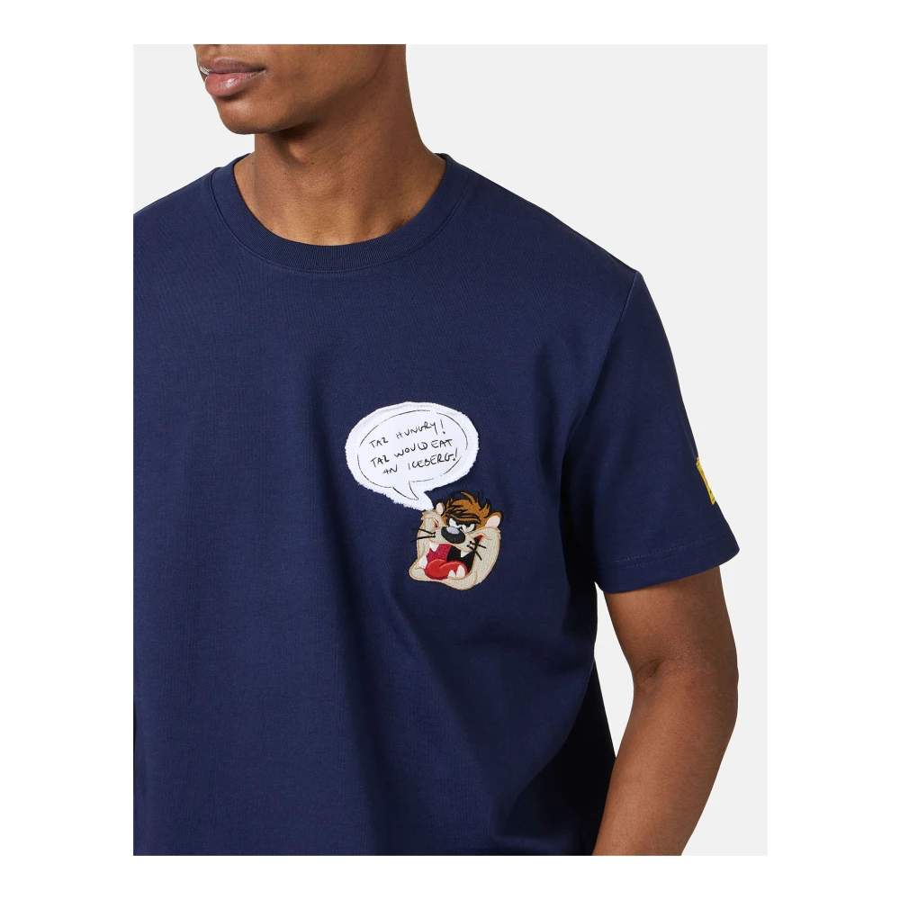 Iceberg Blauw klassiek regular fit katoenen jersey T-shirt Blue Heren