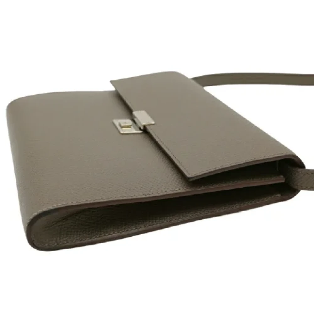 Hermès Vintage Pre-owned Leather shoulder-bags Gray Dames
