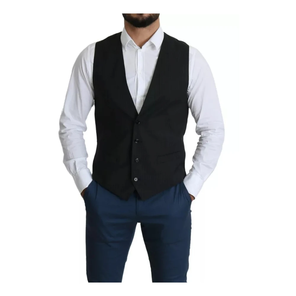 Dolce & Gabbana Jurk vest met verstelbare rugband Black Heren