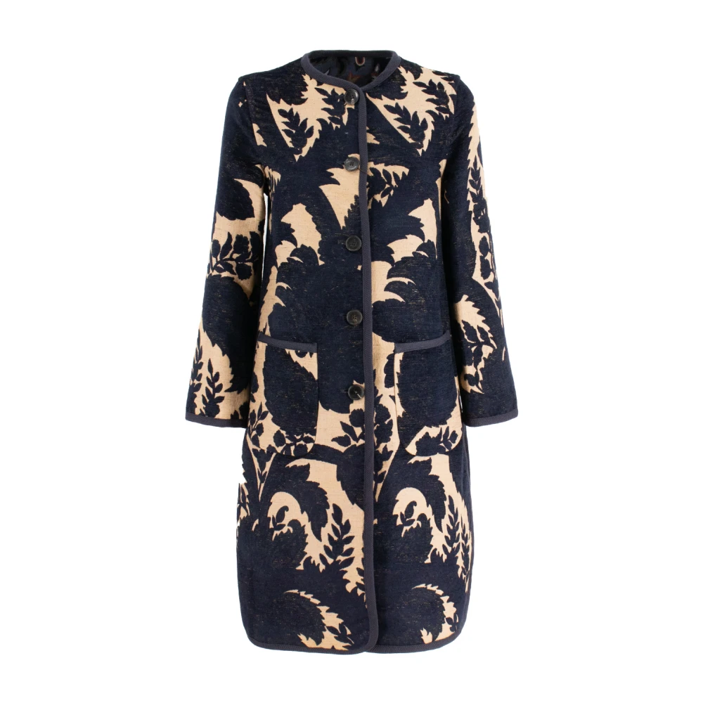 ETRO Bloemen Jacquard Omkeerbare Jas Blue Dames