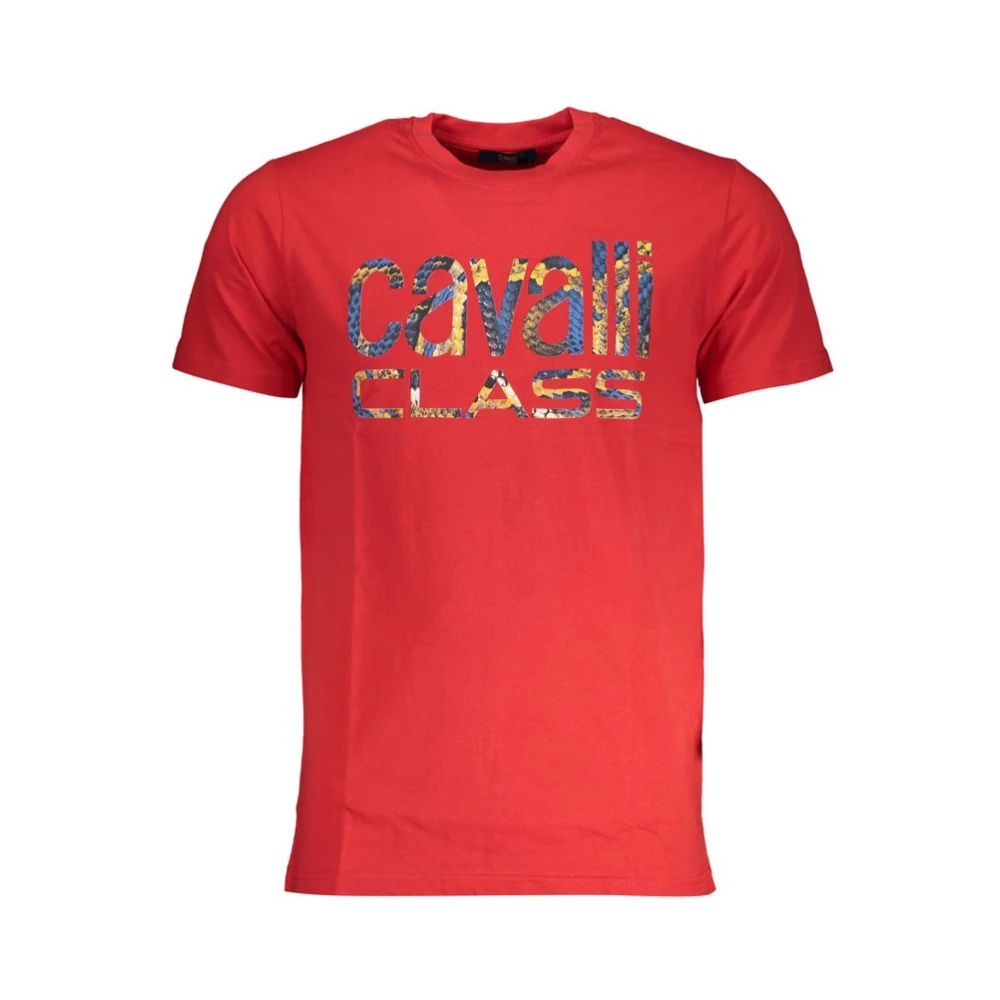 Cavalli Class Gedrukt Logo Ronde Hals T-Shirt Red Heren