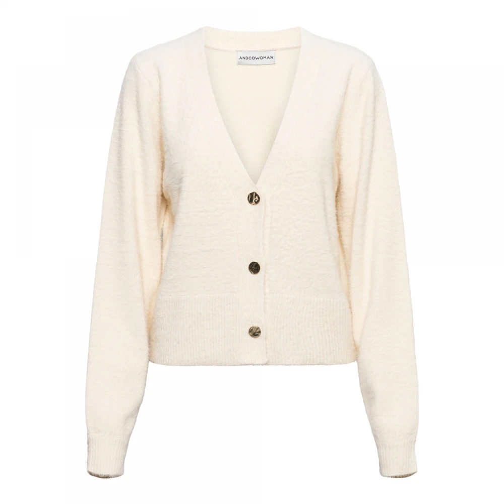&Co Woman Fancy Gebreid Lang Mouw Cardigan Beige Dames