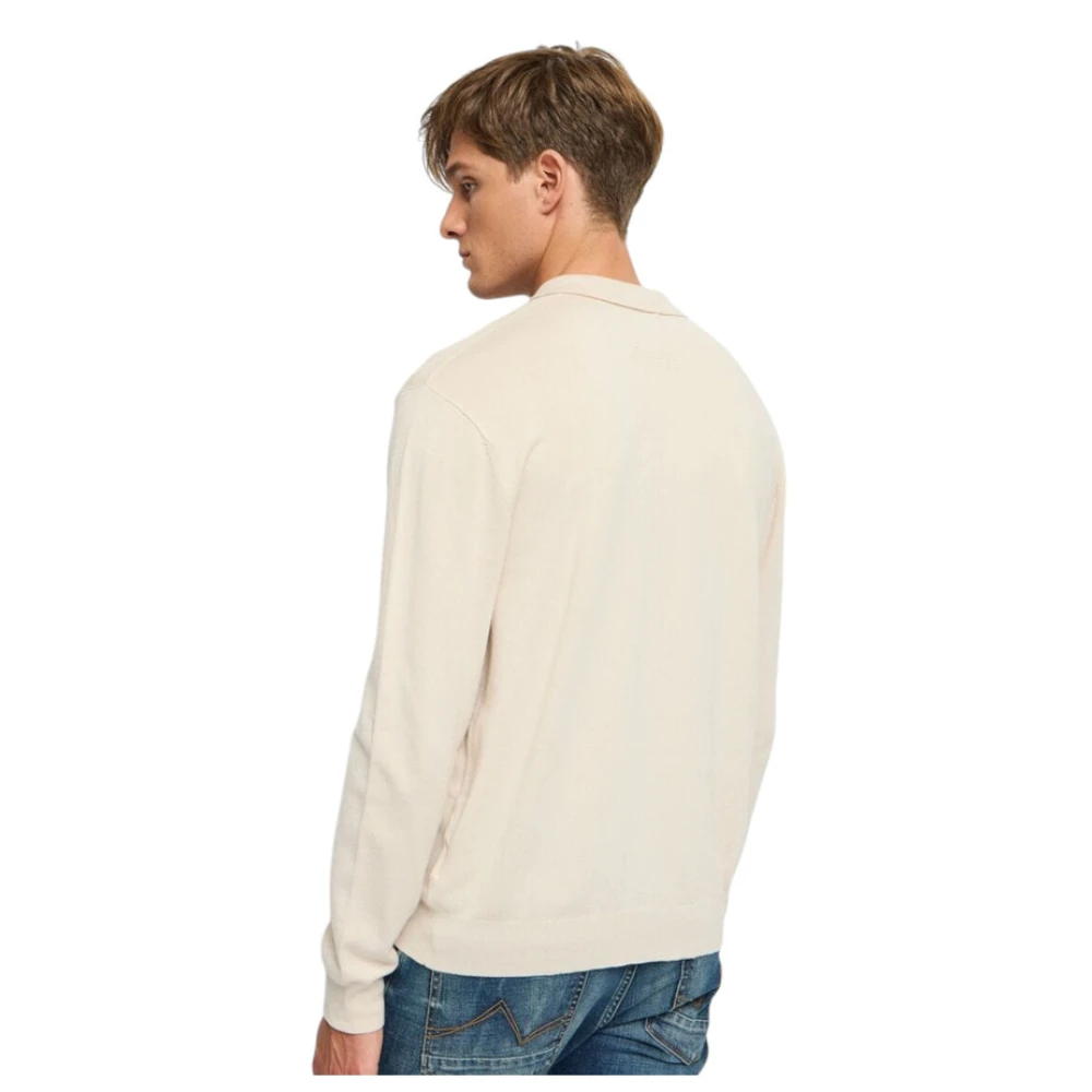 Gaudi Lange Mouw Polo Shirt Beige Heren