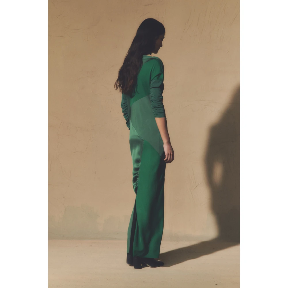 Cortana Collage lang patchwork groene jurk Green Dames