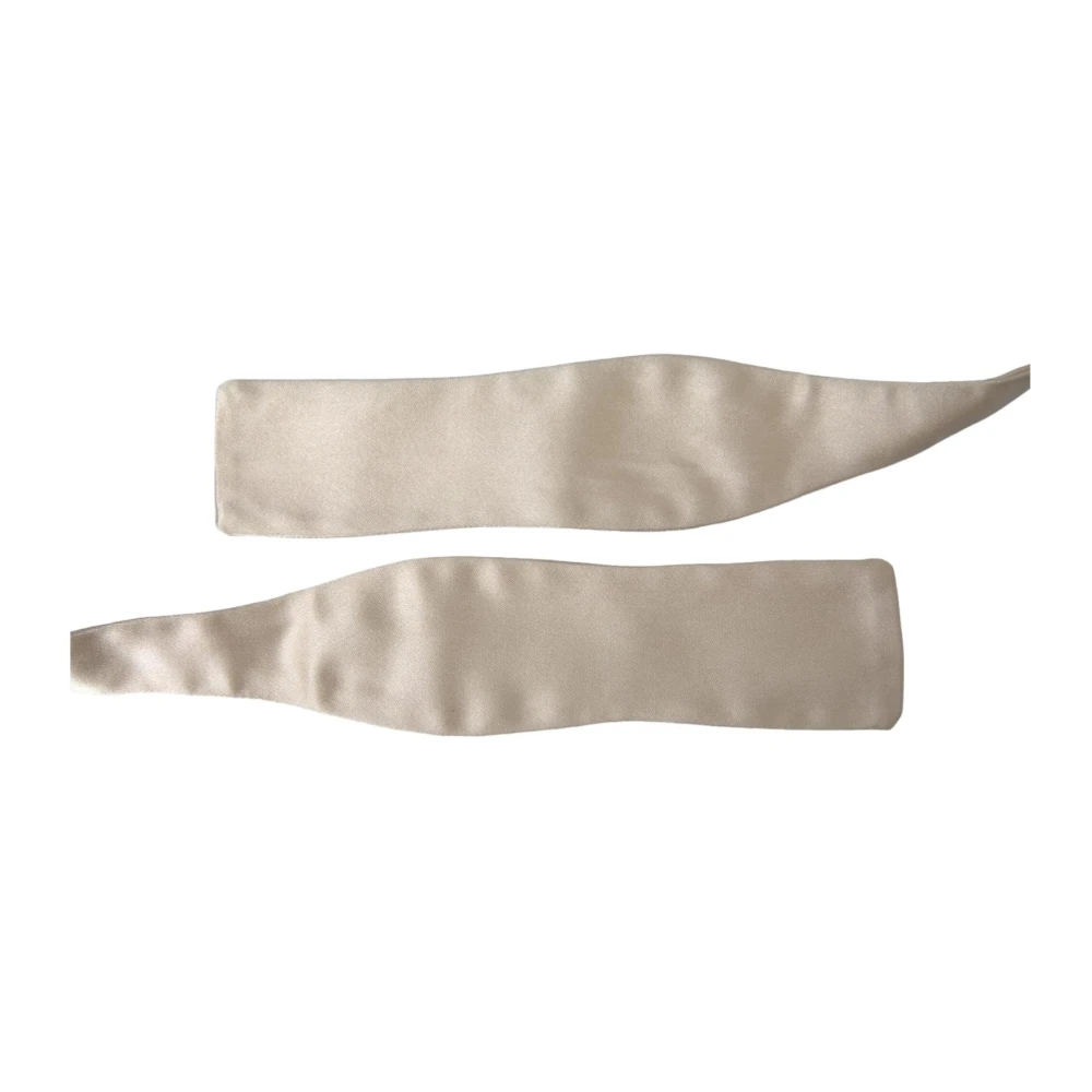 Dolce & Gabbana Beige Zijden Vlinderdas Verstelbare Lengte Beige Heren