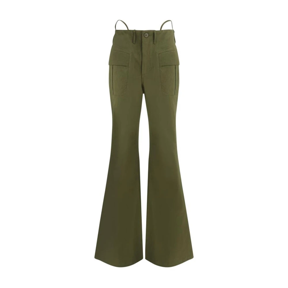R13 Cargo Flare Broek met Riemlussen Green Dames