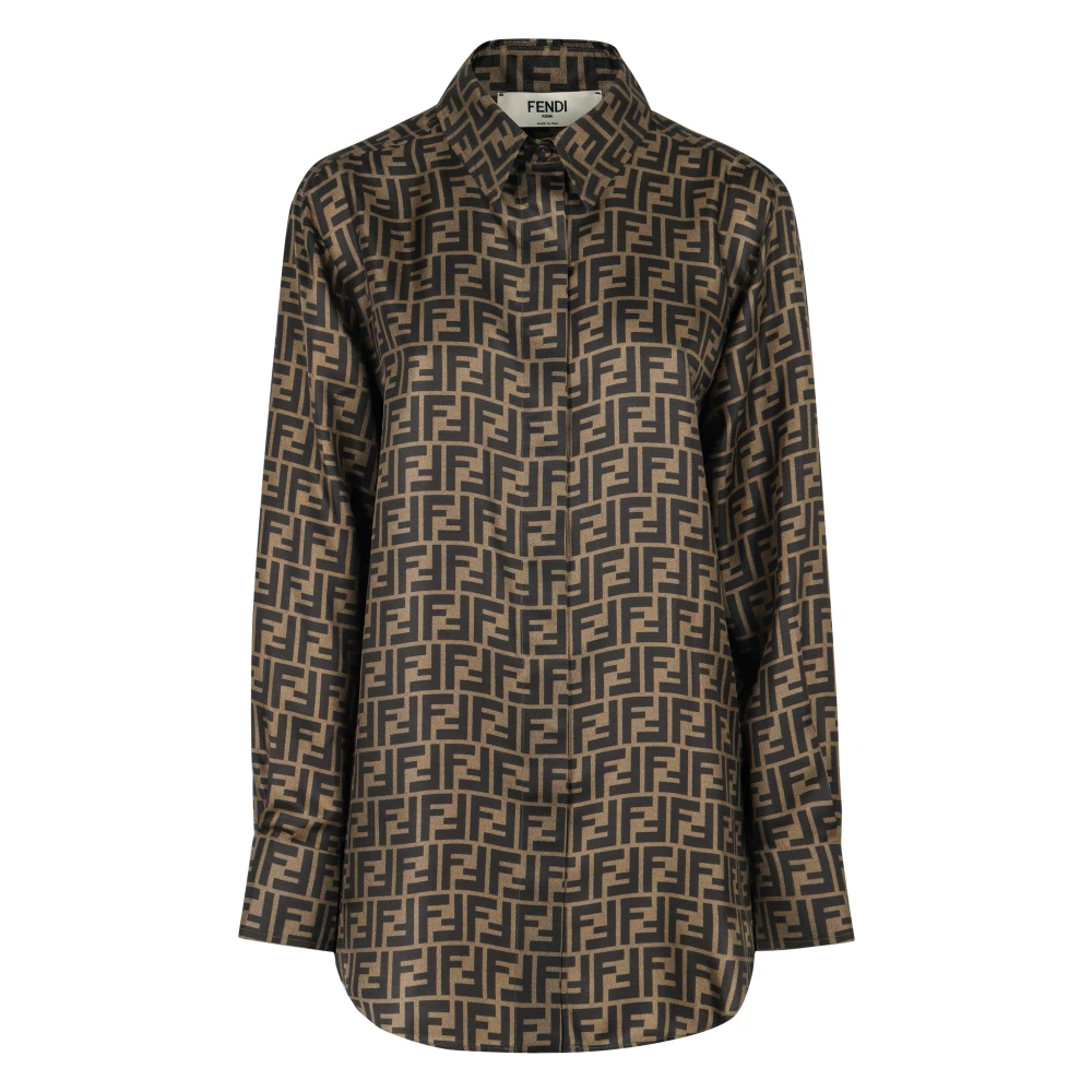 Fendi Women's Brown Ff Silk Shirt - Shirts - S - Blouses & Shirts