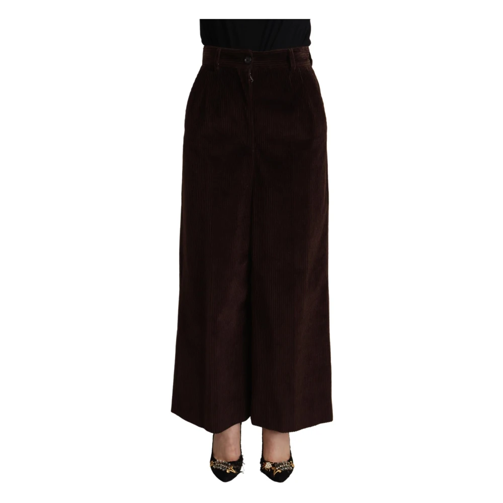 Dolce & Gabbana Women's Brown Elegant High-Waisted Wide Leg Pants