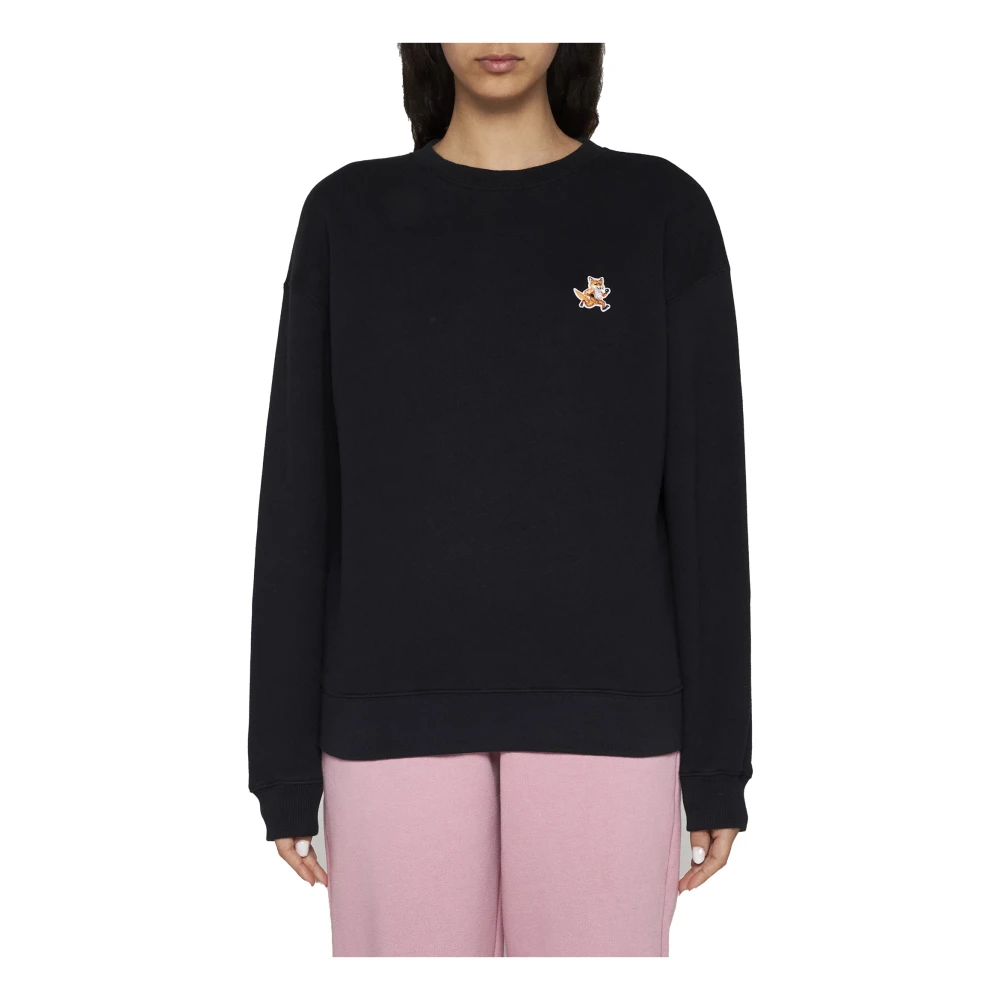 Maison Kitsuné Zwarte Trui met Stijl Black Dames