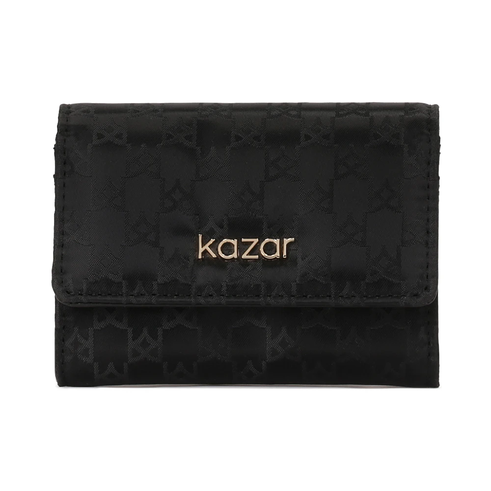 Kazar Logo-tekstureerde zwarte stoffen portemonnee Black Dames