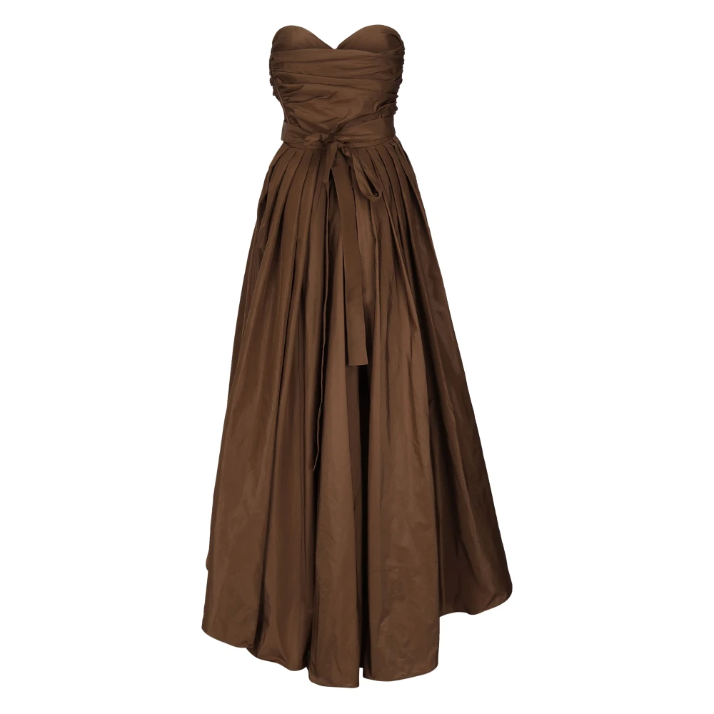 pinko Bruine Taffeta Midi Jurk Korset Brown Dames