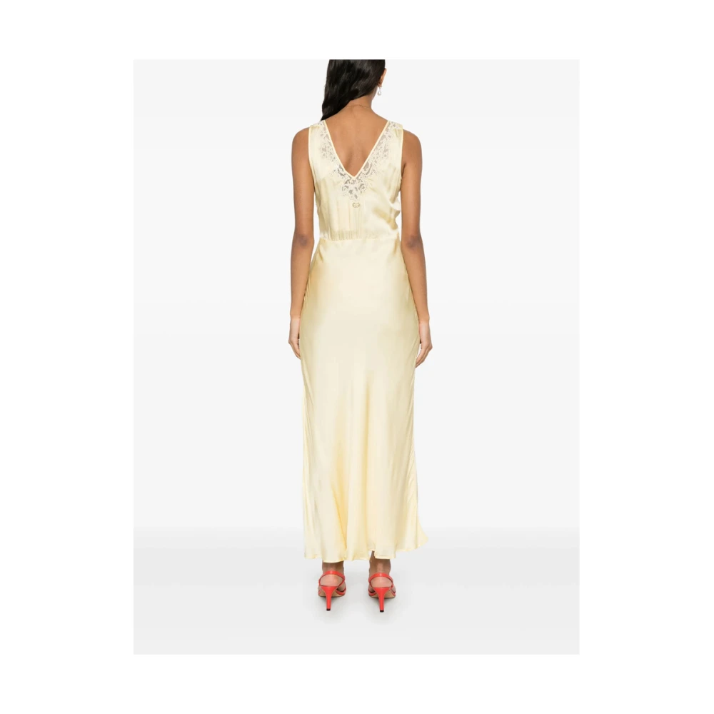 Twinset Pastelgele Kant V-hals Jurk Yellow Dames