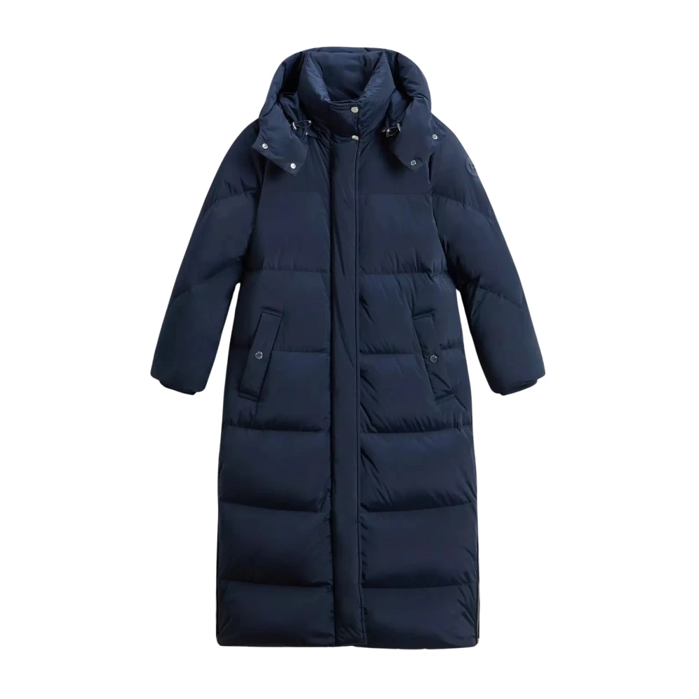 Woolrich Blauwe Lange Parka met Street-Style Details Aurora Long Parka Blue Dames