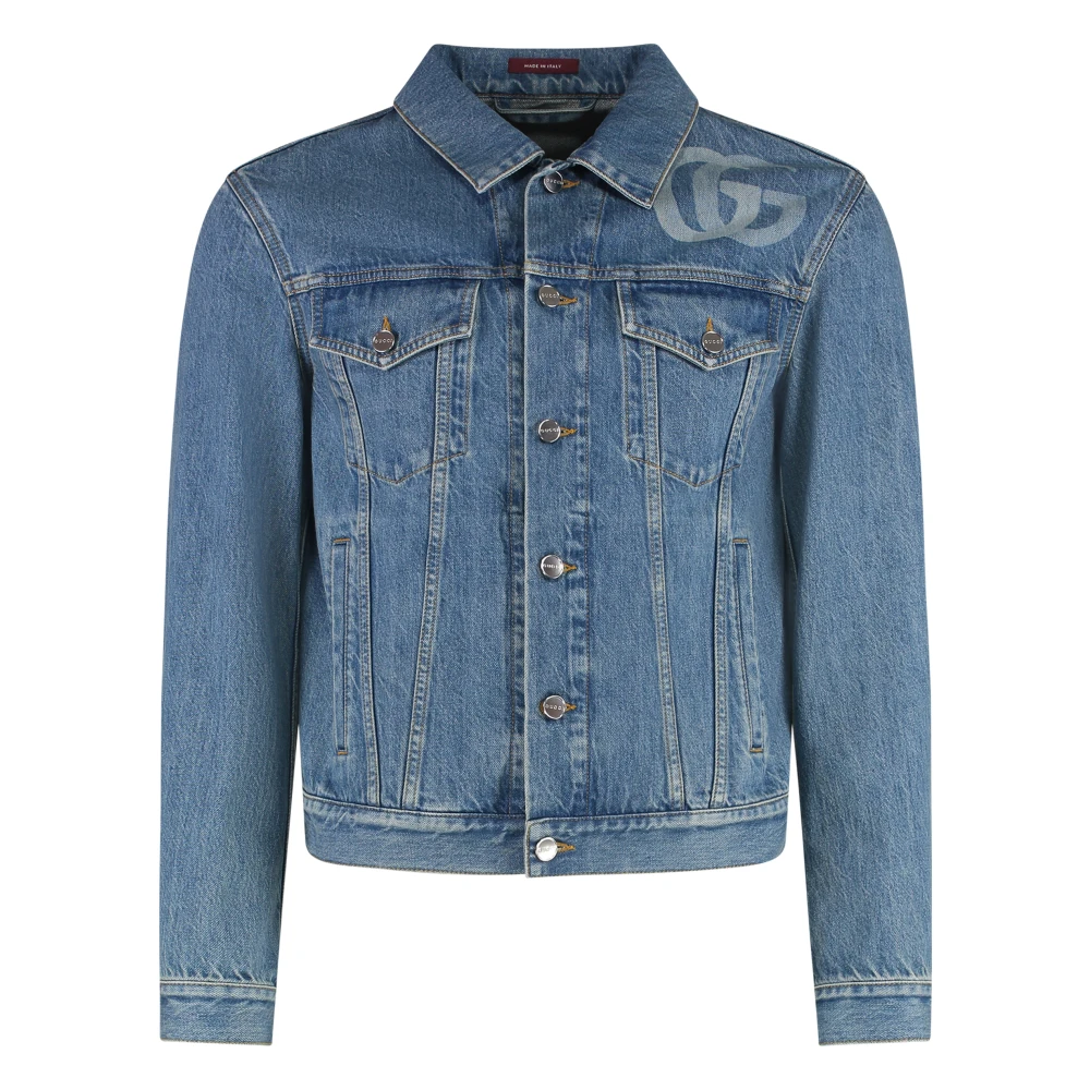 Gucci Blue Stylish Denim Jacket With Visible Stitching - Male - Denim Jackets - L - Jackets