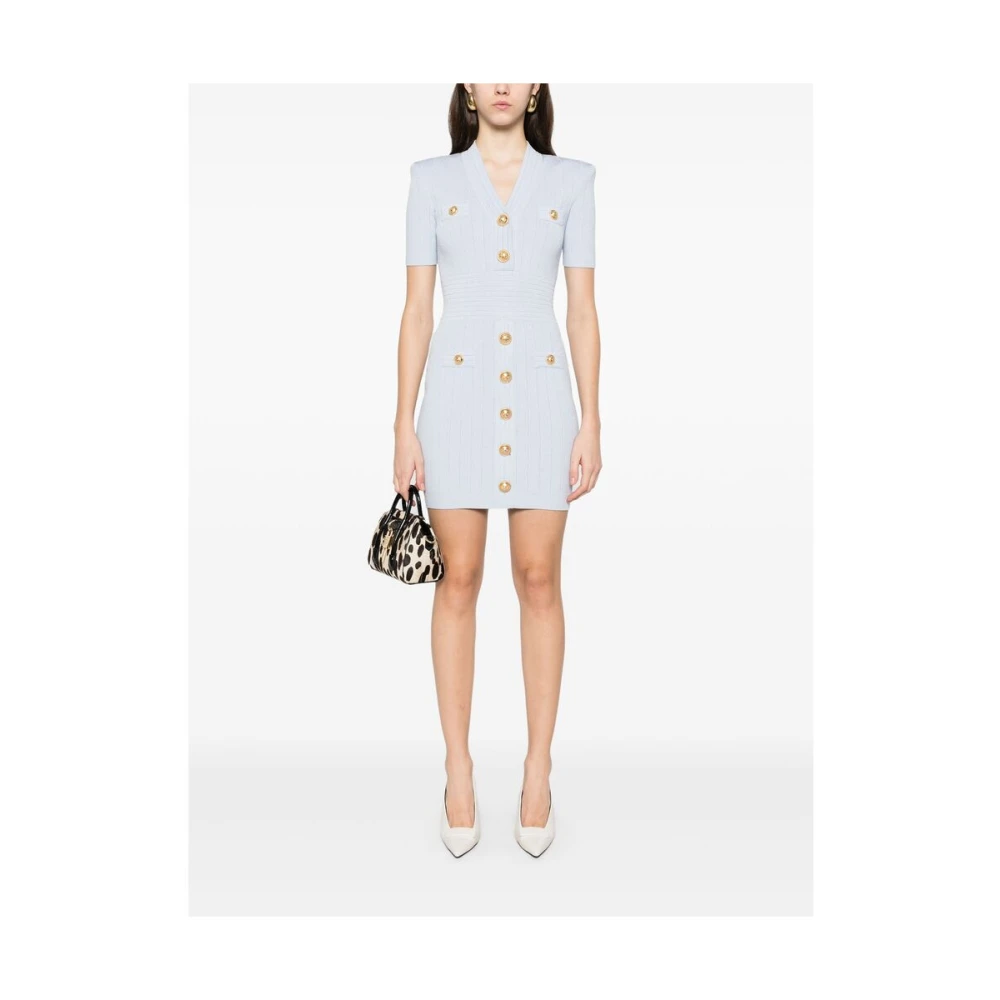 Balmain Elegante Korte Jurk Blue Dames