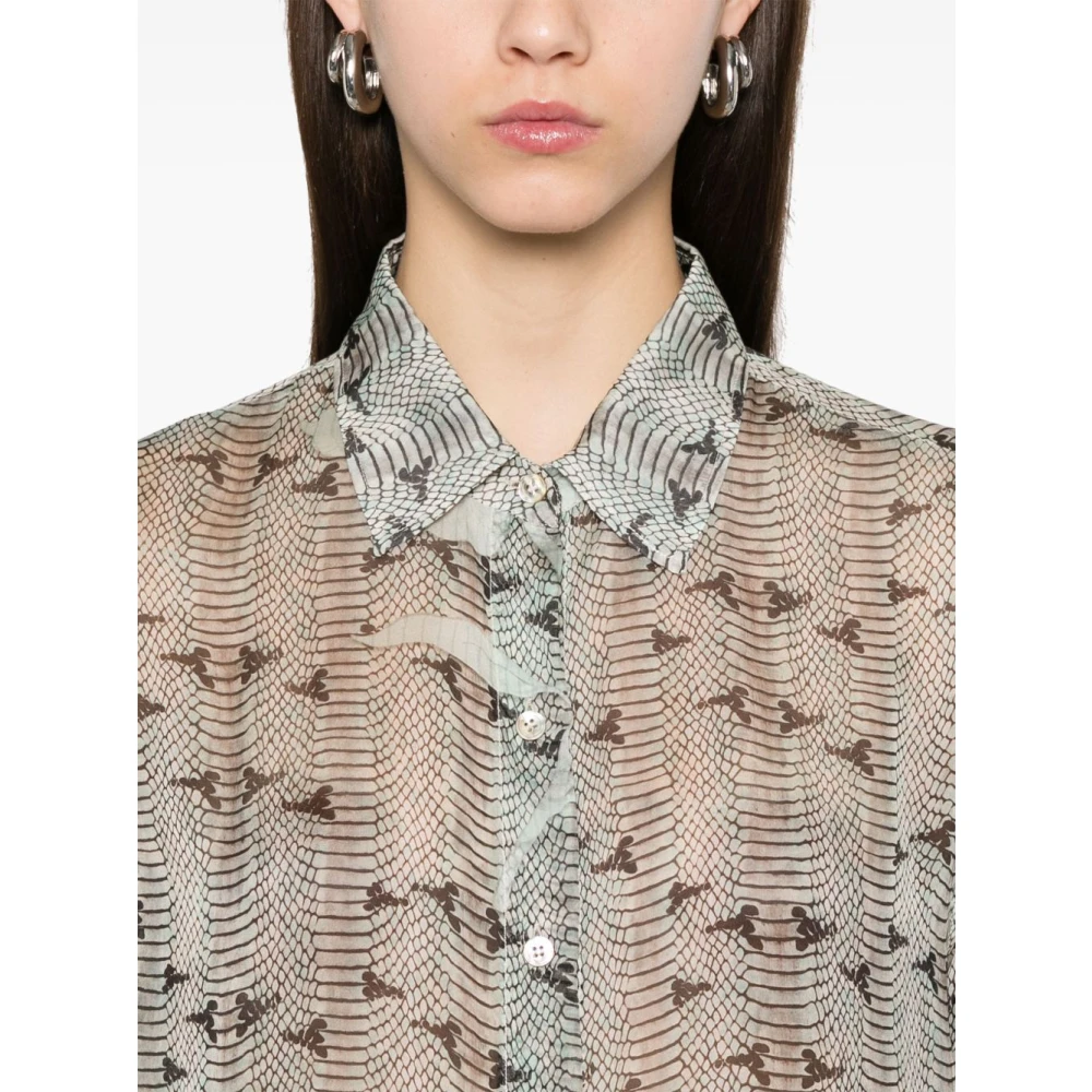 Forte Grijze Button-Up Shirt met Box-Pleat Detail Gray Dames