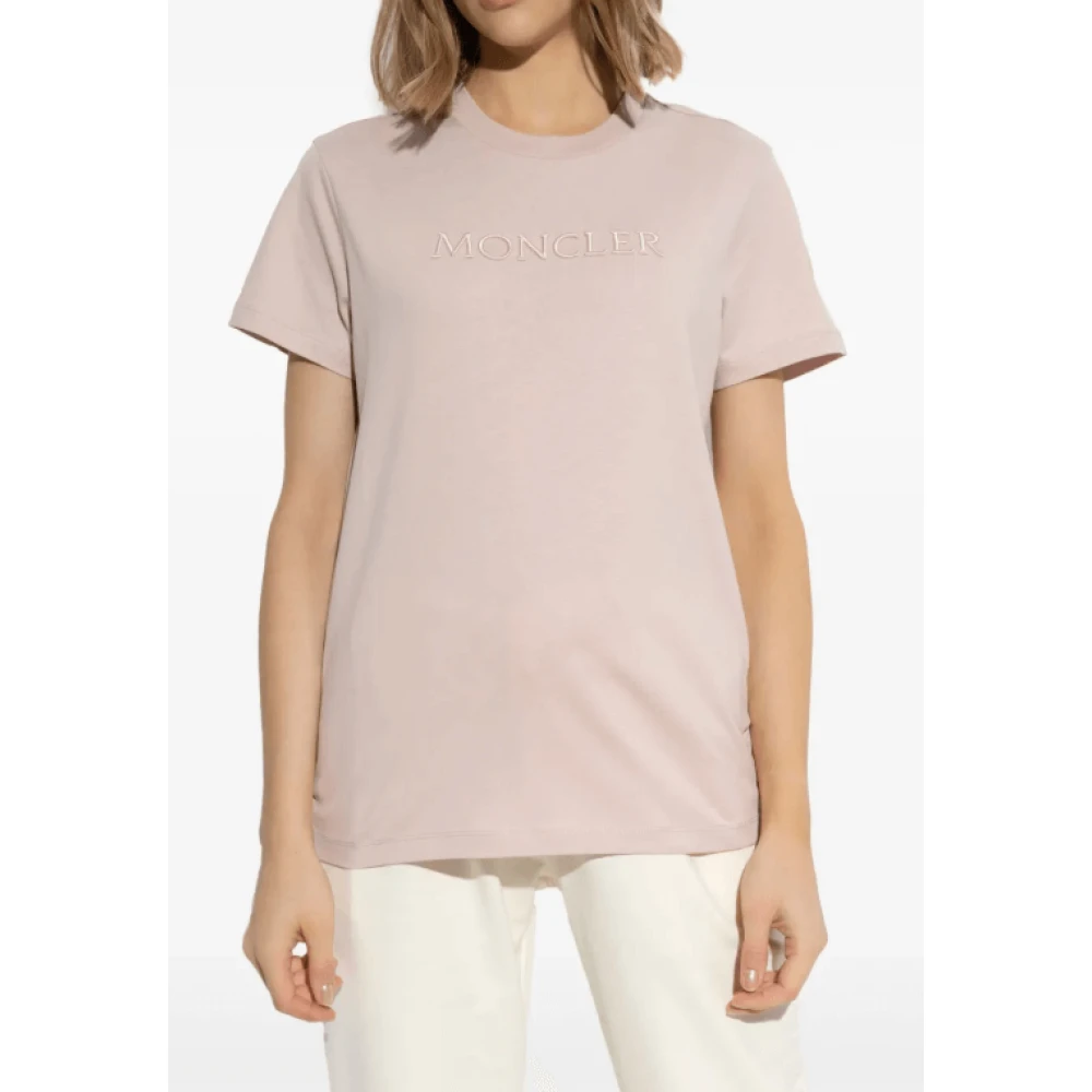Moncler Logo Patch Blush Pink T-shirt Pink Dames