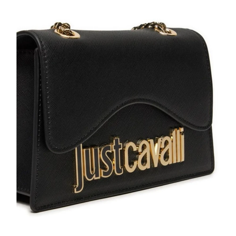 Just Cavalli Metalen Lettering Dames Tas Range Black Dames