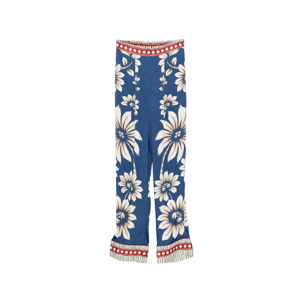 Farm Rio Women's Blue Straight Trousers