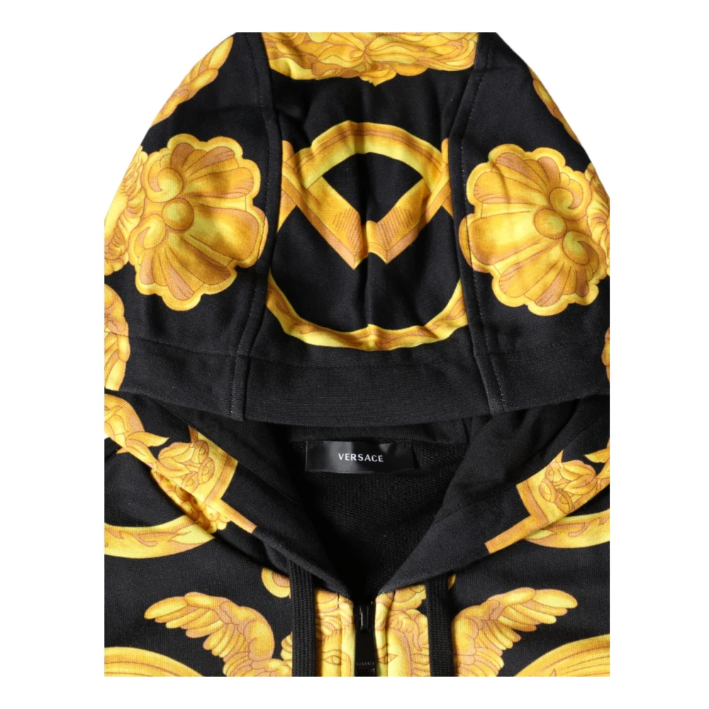 Versace Zwarte Katoenen Full Zip Hoodie Sweatshirt Black Heren