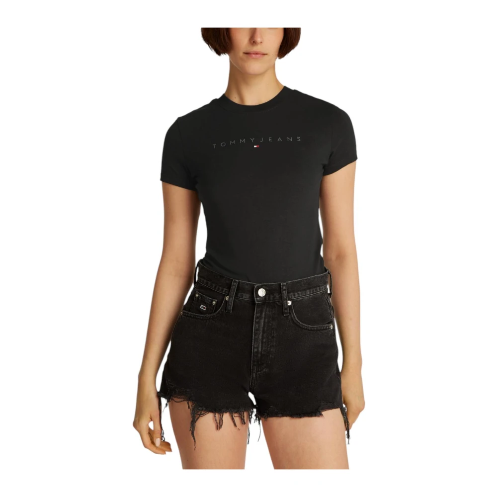 Tommy Jeans Zwart Katoenen Ronde Hals T-Shirt Black Dames