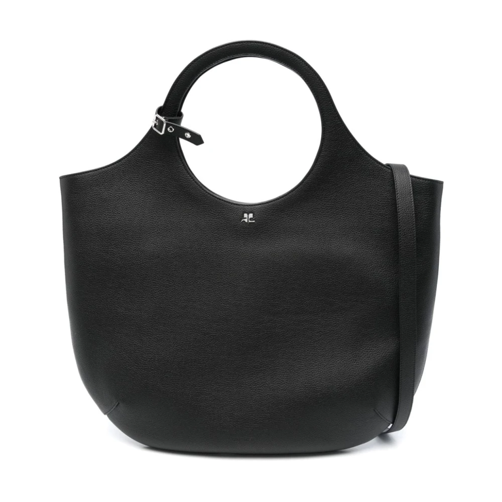 Courrèges Zwarte Leren Tote Tas Black Dames