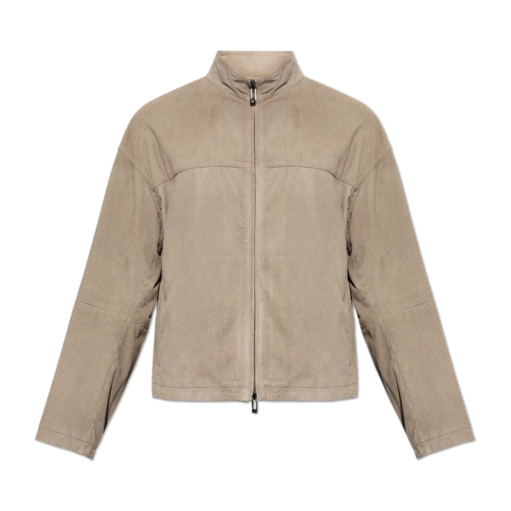 Emporio Armani Mannelijk Beige Jassen Heren, L, Katoen, Leren Jas