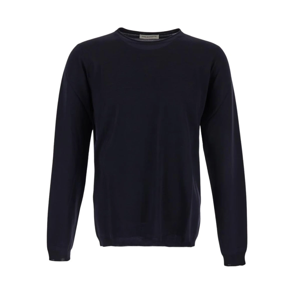 Goes Botanical Botanische Crewneck Gebreide Wollen Trui Blue Heren