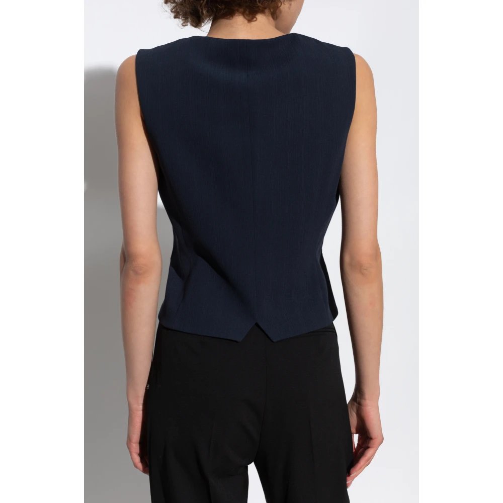 Theory Ribgebreide Vest Blue Dames