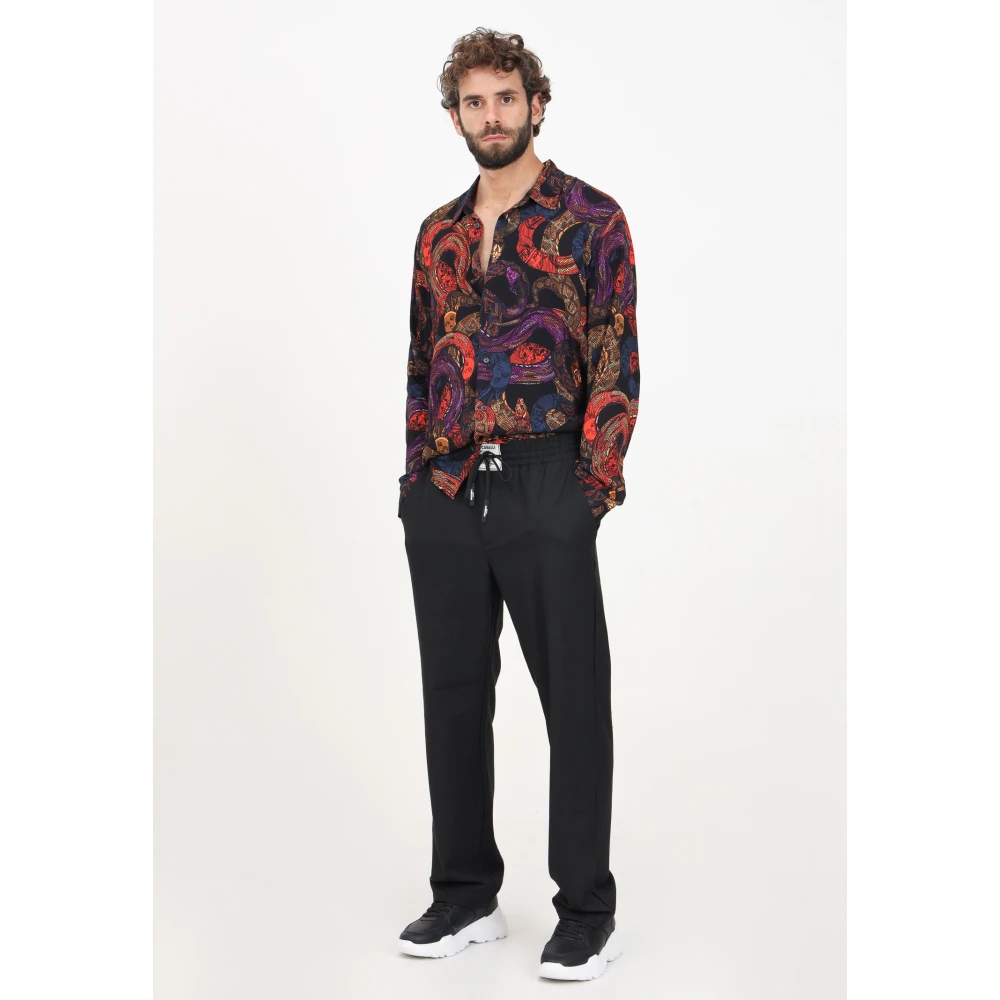 Just Cavalli Zwarte casual broek met logopatch Black Heren