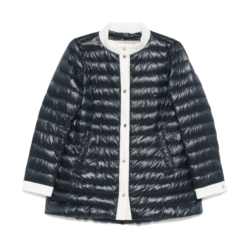 Herno Geribbelde Jas met Stijldetails Black Dames