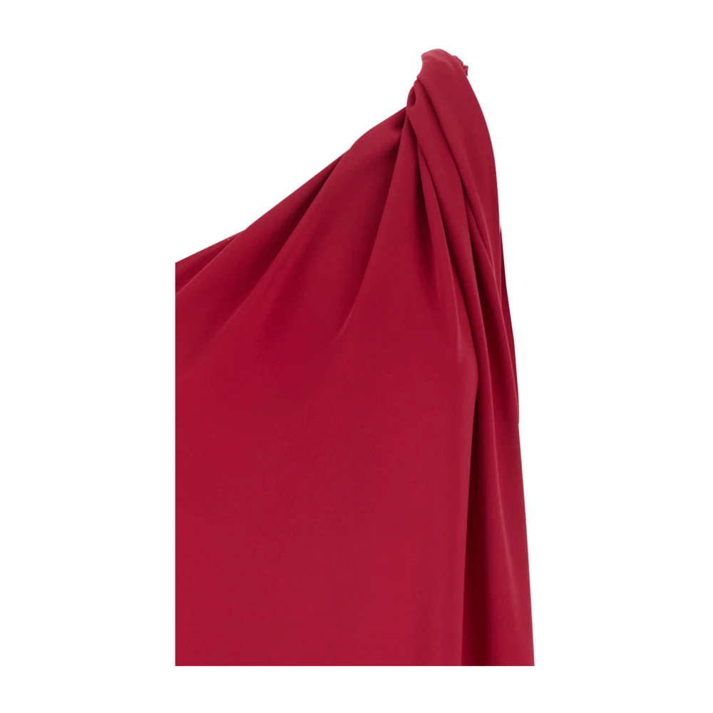 P.a.r.o.s.h. Rode One-Shoulder Lange Jurk van Tech Stof Red Dames