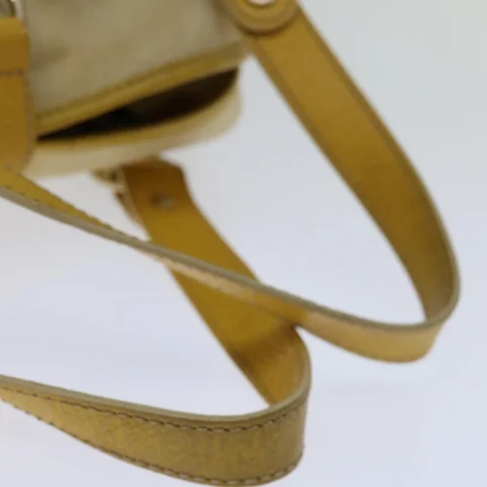 Celine Vintage Pre-owned Canvas handbags Yellow Dames