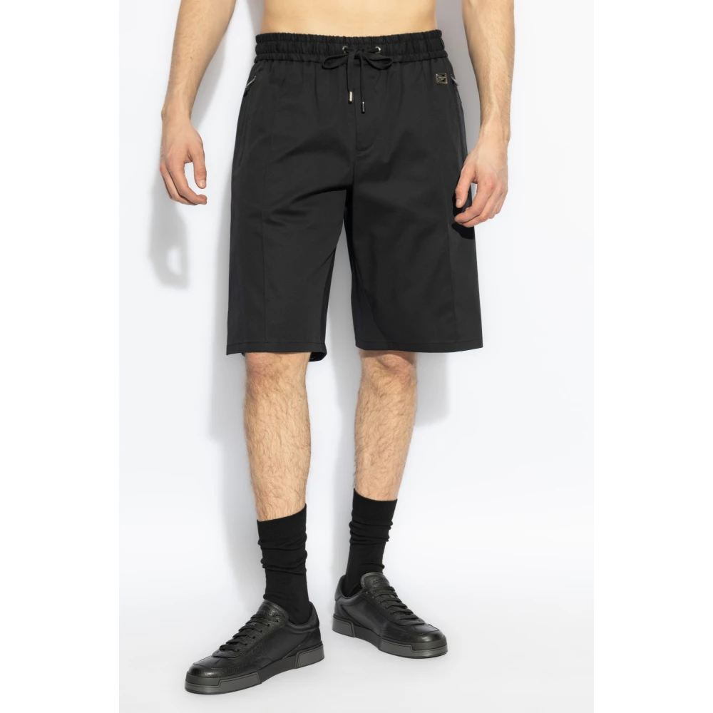 Dolce & Gabbana Katoenen shorts met logo Black Heren