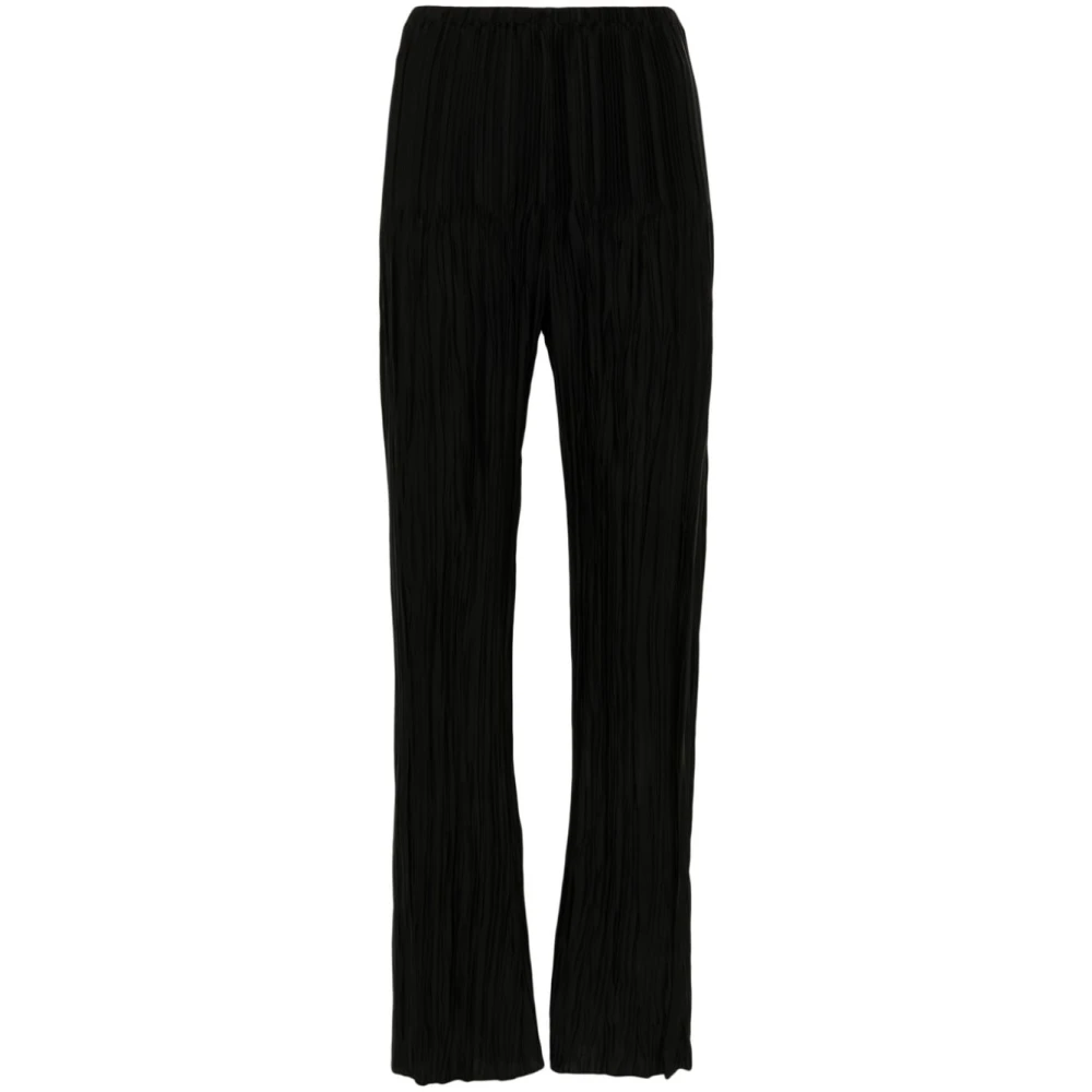 Forte Zwarte Plissé Hoge Taille Broek Black Dames