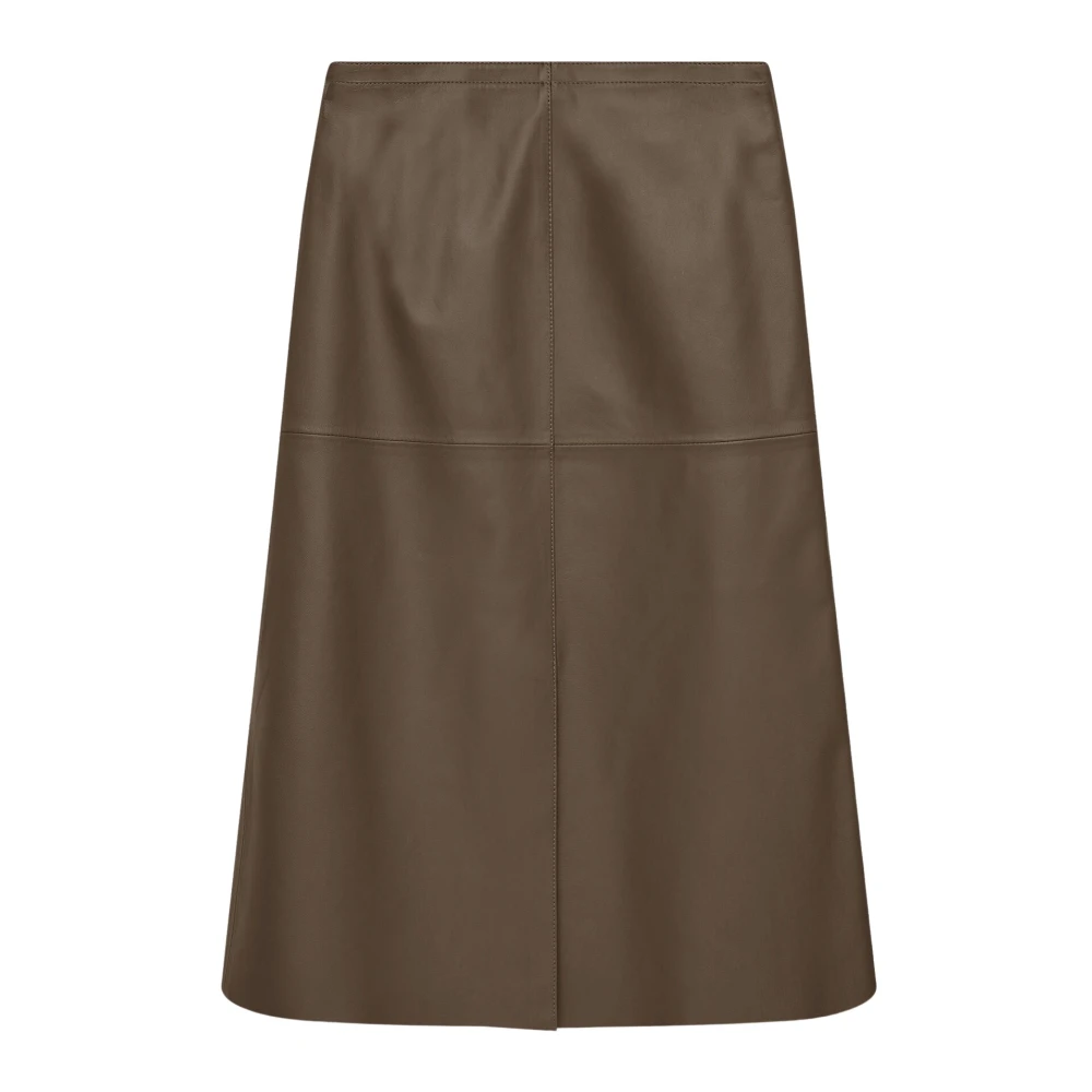 Joseph Nappa Leather Sidena A-lijn Midi Rok Brown Dames