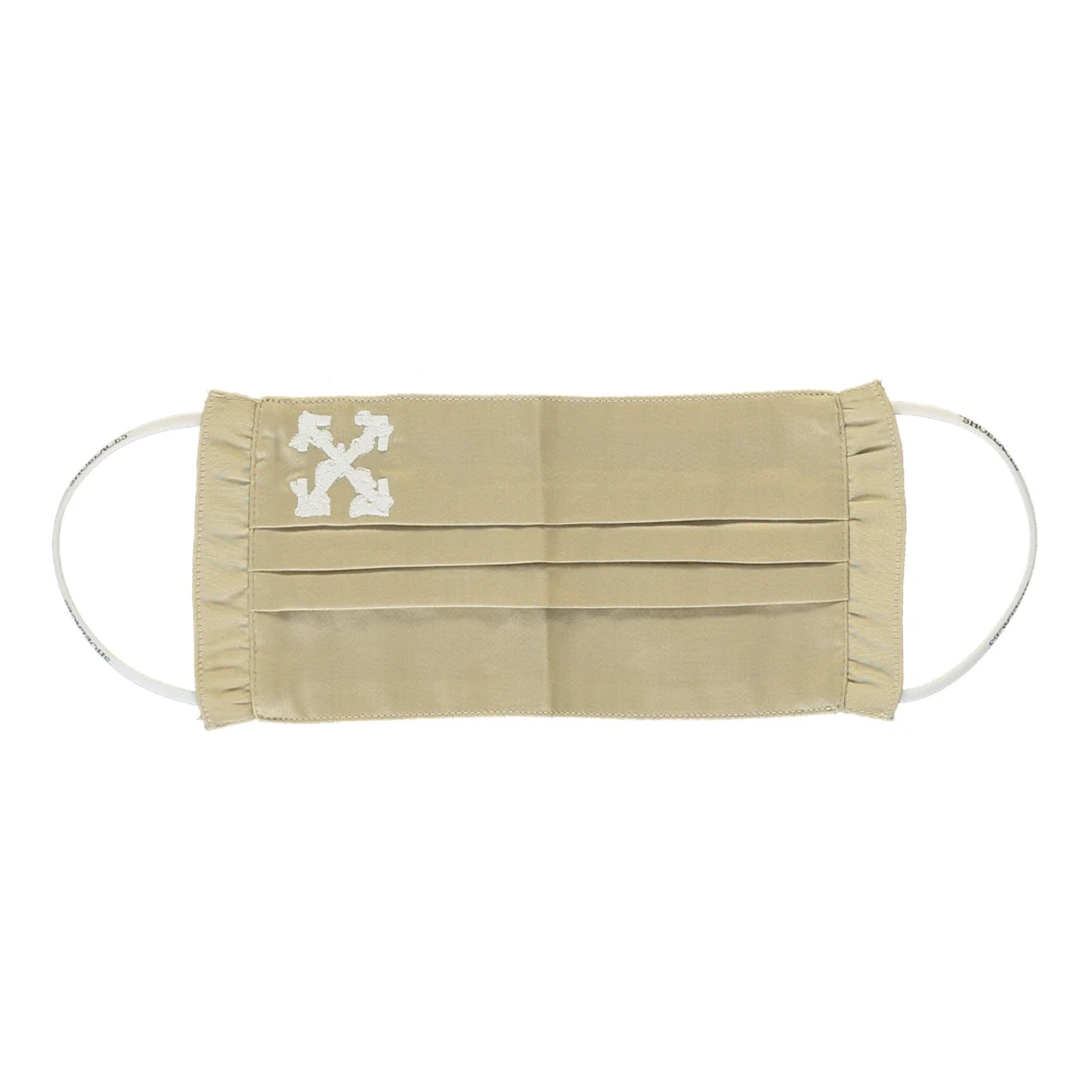 Off White Logo Print Katoenen Masker Beige Dames