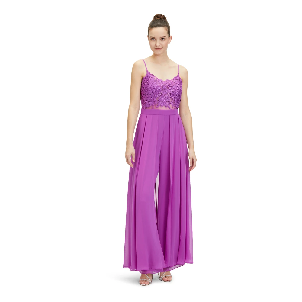 Vera Mont Elegant Geborduurde Jumpsuit Purple Dames