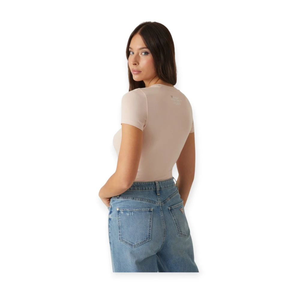 Guess Katoenen T-shirt Beige Dames