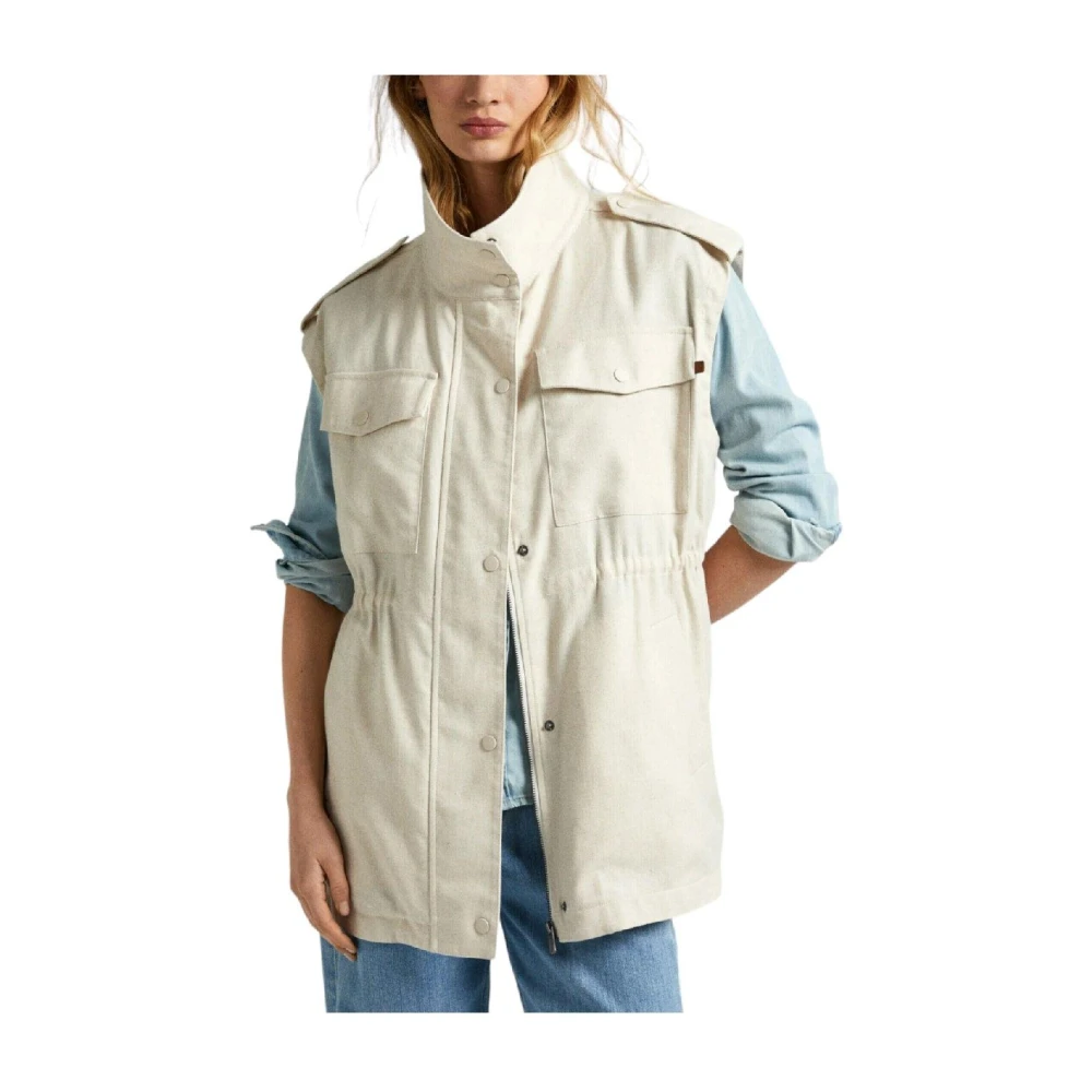 Pepe Jeans Women's Beige Waistcoats, S, Versatile And Elegant Tilda Vest