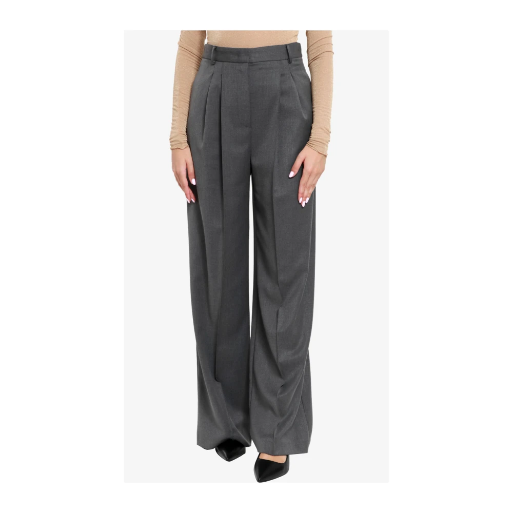 Simona Corsellini Wijde broek met hoge taille Gray Dames