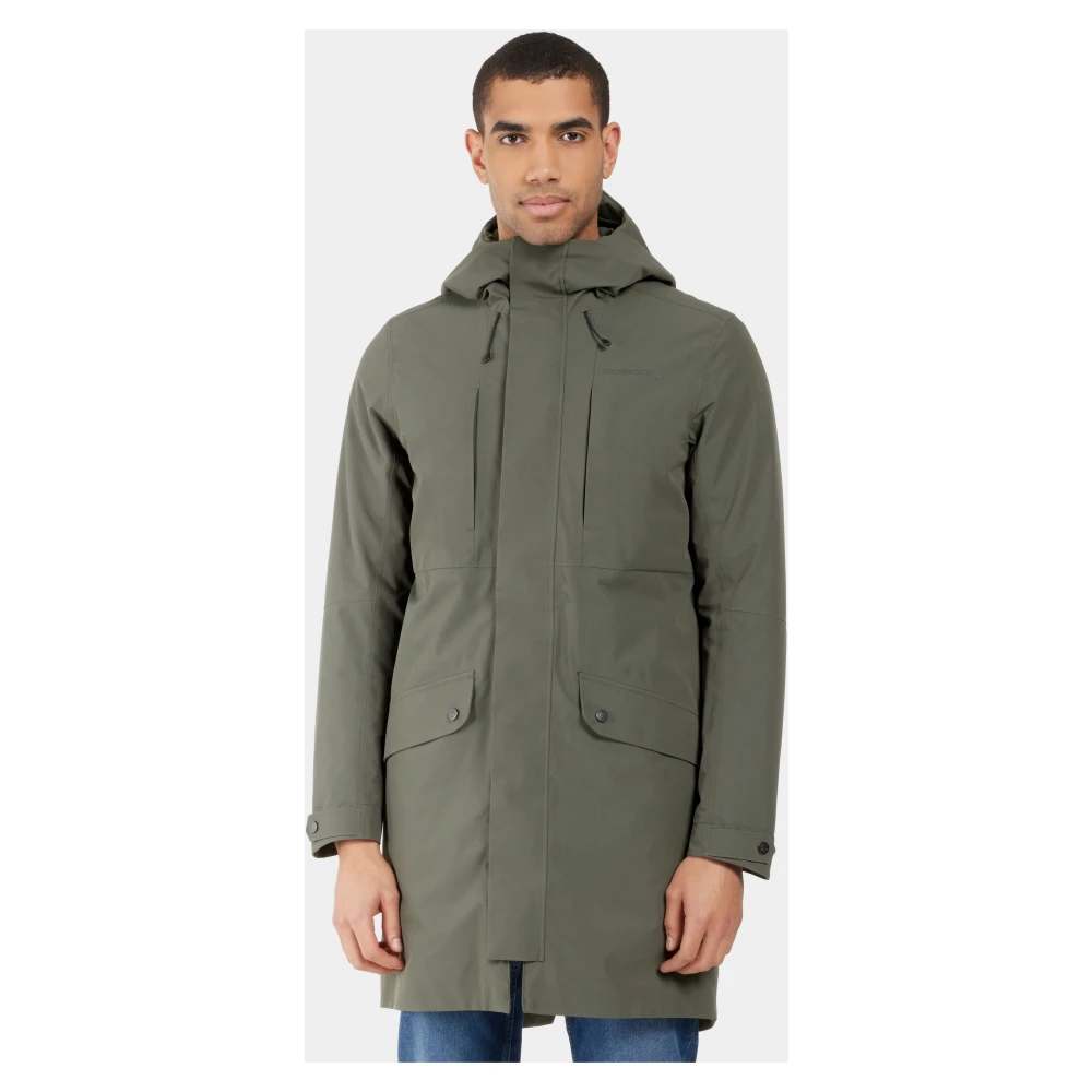 Didriksons Parka met overhemdkraag en knoopsluiting Green Heren