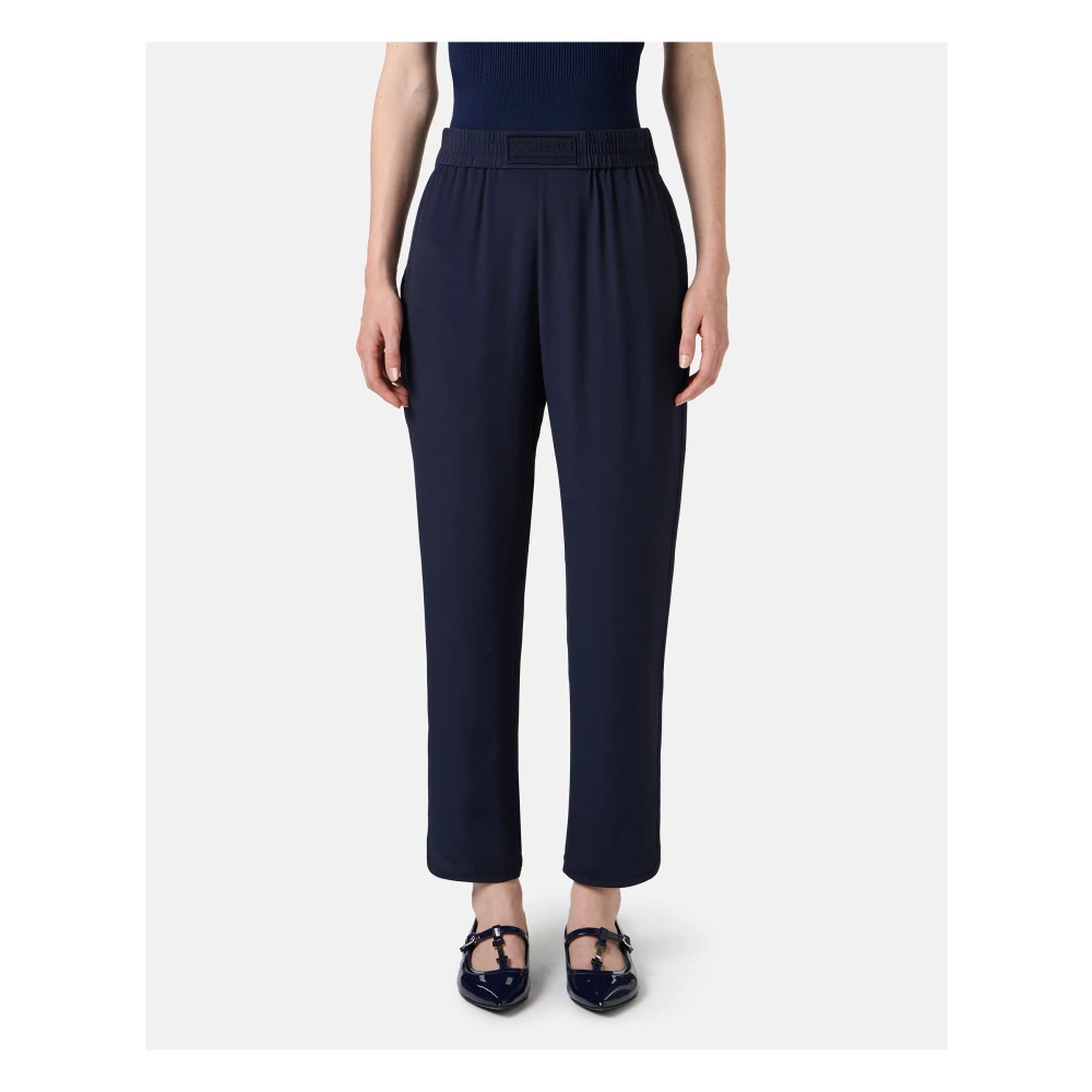 Iceberg Donkerblauwe jogging fit broek in acetaat en zijden crêpe de chine Blue Dames