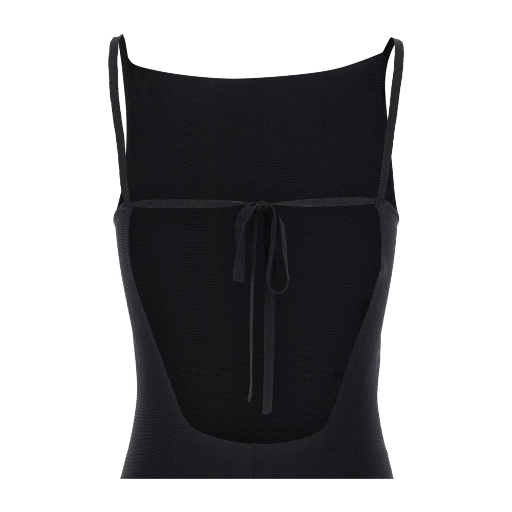 Semicouture Zwarte Gebreide Mouwloze Jurk Black Dames