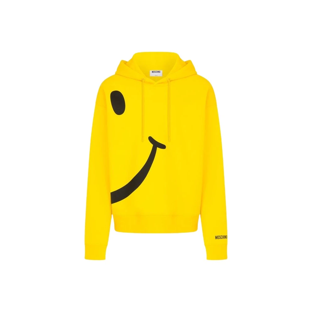 Moschino Yellow Smiley Cotton Sweatshirt - Unisex - Hoodies - S - Sweatshirts & Hoodies