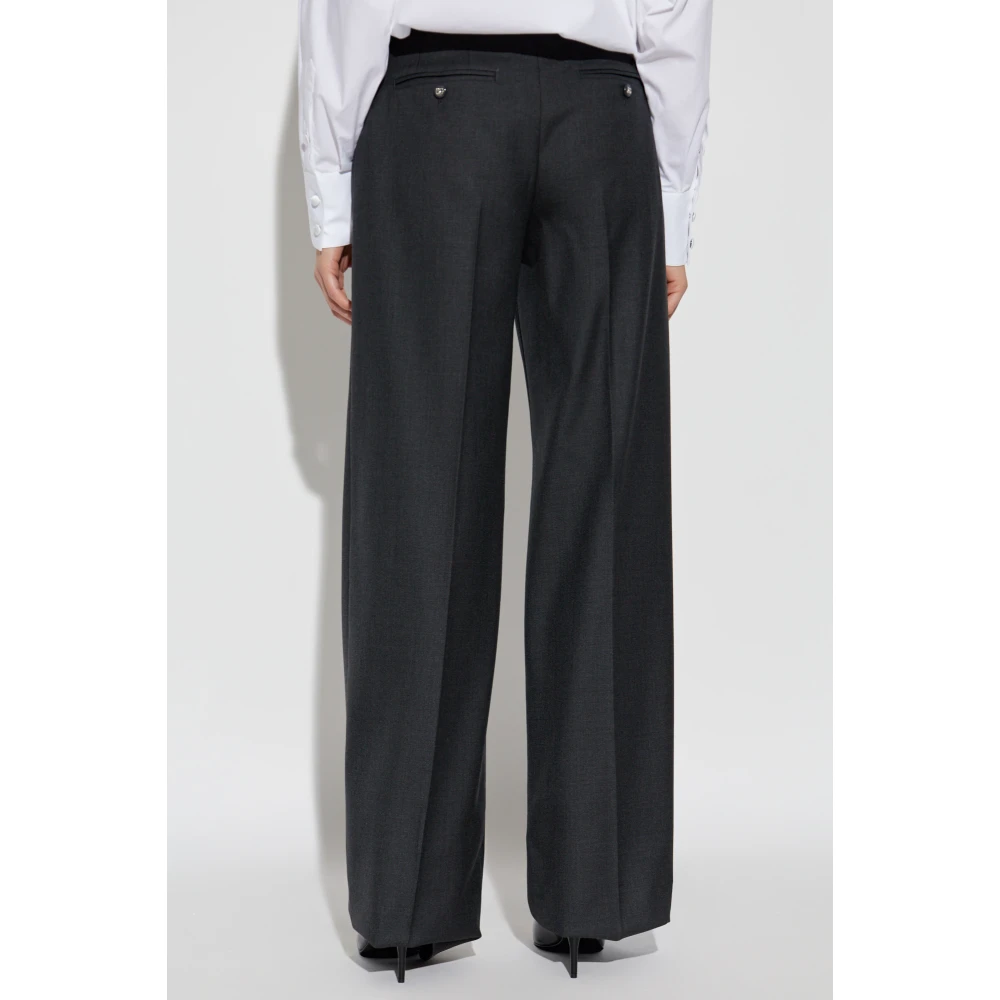 Dolce & Gabbana Wollen broek met vouwen Gray Dames