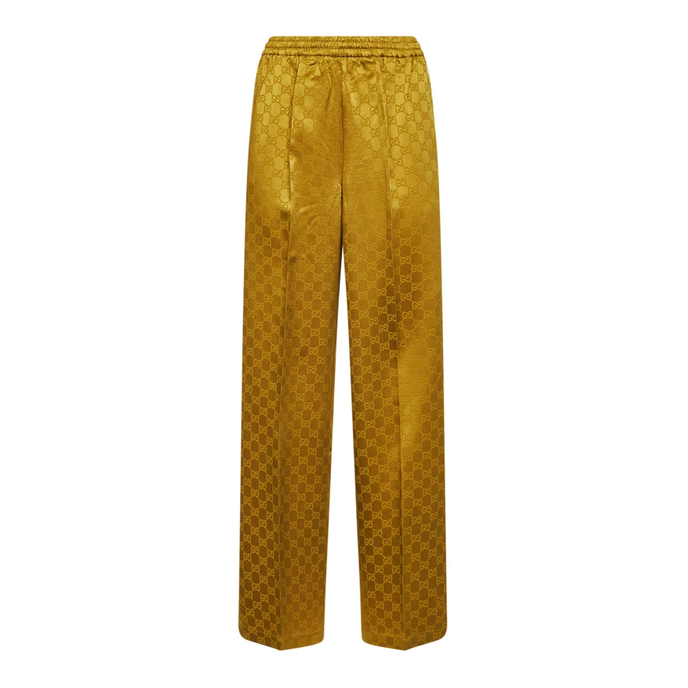 Gucci Women's Yellow Gg Acetate Jacquard Trousers