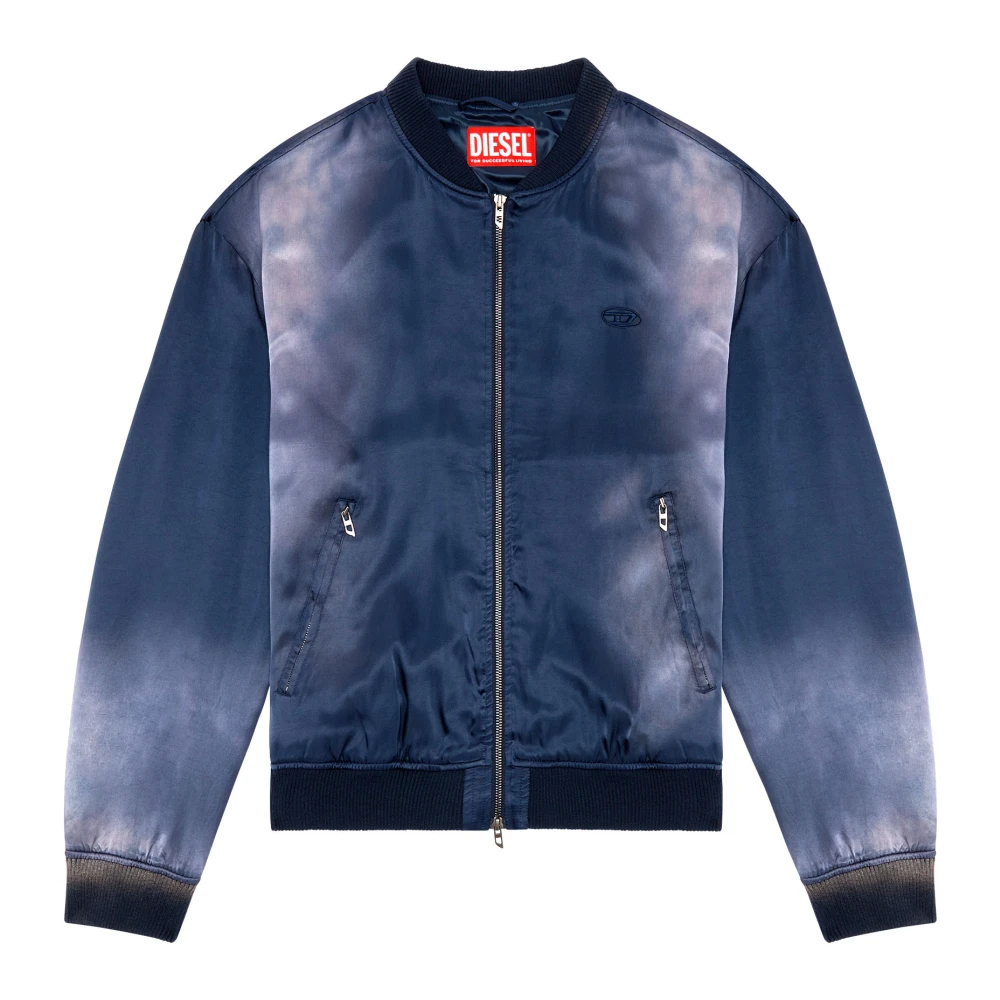 Diesel Satin bomber jacket with faded effect Blue Heren